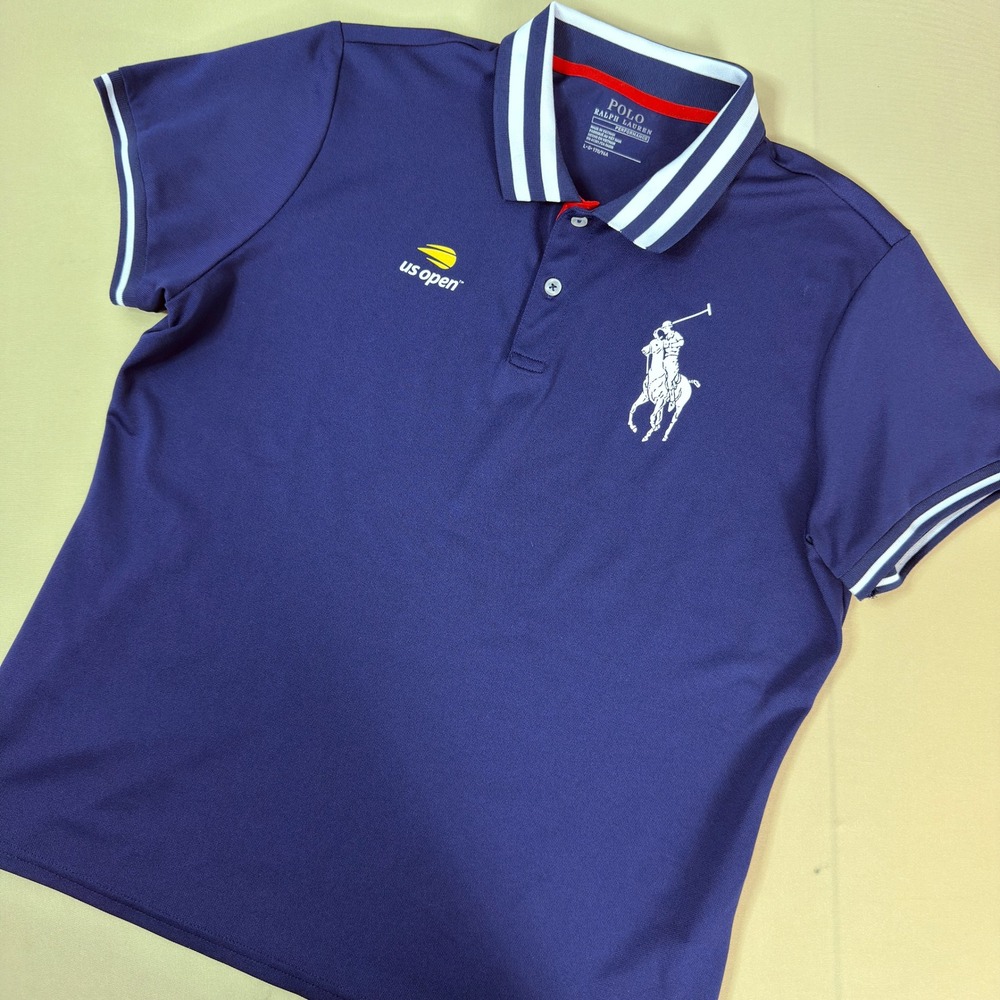 Polo Ralph Lauren‎ US Open Polo Women L Navy Blue Excellent Big Pony Performance